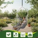 Підвісне крісло-гамак Gardlov (150 кг) — Бразильське крісло сіре, 2 подушки, підставка для ніг, металева планка, Бохо - зображення 3