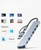 Универсальный USB Type-C хаб 7в1 адаптер разветвитель портов для ноутбука ПК мультипортовый серый - изображение 2