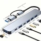 Универсальный USB Type-C хаб 7в1 адаптер разветвитель портов для ноутбука ПК мультипортовый серый - изображение 7