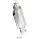 Флешка Hoco UD8 64GB USB 3.0 USB A + USB C Silver (6931474713407) - зображення 1
