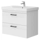 Тумба Devit Urbanis 454080W 80 см з раковиною та чорними ручками, біла - изображение 2
