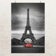 Постер Ейфелева Вежа та червоний автомобіль, Париж, Paris, France, інтер'єрний декор, A2 60×40 см (id0793) - зображення 1