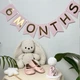 Набір на пів рочку ковпачок та розтяжка "6 months", рожевий із золотим написом - зображення 1
