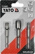 Набор держателей-адаптеров для торцевых головок HEX 1/4" – квадраты 1/4", 3/8", 1/2", 3 предмета YATO YT-04685 - изображение 1