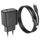 Мережевий зарядний пристрій HOCO CS22A Value single port charger Type-C cable 30W Black - зображення 3