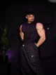 Безрукавка "Gymshark" компресійна чоловіча спортивна майка для тренувань чорна з фіолетовим L - изображение 7
