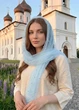 Елегантний фатиновий шарф з перлинами Блакитний - зображення 1