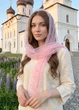 Елегантний фатиновий шарф з перлинами Рожевий - зображення 1