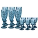 Набір гранених келихів для шампанського із чарками High Quality Glass 12 предметів Blue - зображення 1