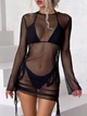 Пляжное платье из сетки, черное, S/M - изображение 1