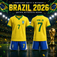 Форма футбольна дитяча Brazil 2026 Vini JR 7 жовта синя комплект футболка та шорти розмір 18 — зріст 100–110 см - изображение 1