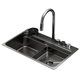 Мийка Zerix ZH7548-SET-03 Nano-Black з вбудованим змішувачем з нерж. сталі (ZM5577) - зображення 1