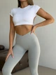 Спортивні жіночі легінси Soft SQ з ефектом візуальної корекції фігури для фітнесу та йоги Push Up V-пояс Однотонні XS-S Світло-сірі (SQ09S) - зображення 10
