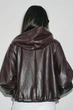 Легкая женская куртка из экокожи Zara с капюшоном коричневая M,арт.6318/038/700 - изображение 5