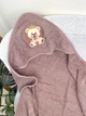 Детское полотенце-уголок Family Tradition двусторонняя махра с вышивкой 100х100 см тёмно-бежевое Принц Мишка - изображение 2