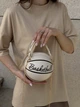 Жіноча біла молочна кругла сумка BASKETBALL м'яч на ланцюжку - зображення 4