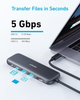 Хаб 5в1 Anker 332 USB-C Hub полнофункциональный компактный USB-разветвитель с поддержкой быстрой зарядки, передачи файлов и видео - изображение 5
