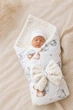 Теплий конверт 90*80 на виписку зі з'ємним утеплювачем з бантом (косичка) Ведмедики Молочний /Сірий - изображение 1