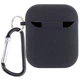 Силиконовый чехол для наушников AirPods 1/2 эластичный черный микрофибра - изображение 2