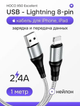 Кабель Hoco X50 Lightning сірий для заряджання та передавання даних із силою струму 2 4 А довжина 1 м - зображення 4