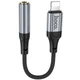 Аудіо кабель Aux HOCO LS36A Fresh 3.5mm to Lightning (0.12m) (Metal gray) (257311) - зображення 1