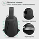 Рюкзак с одной лямкой Mark Ryden MR7507 с USB-портом и жесткой лицевой панелью (Черный) - изображение 4
