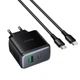 Зарядное устройство HOCO C158A 45W + кабель Type-C Black |1USB/1Type-C, 45W/3A, PD/QC| - изображение 5