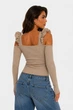 Кофта женская однотонная бежевого цвета Fashion размер 42-44 (217214) - изображение 3
