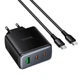 Мережевий зарядний пристрій HOCO C160A Upgrade PD charger Type-C cable 65W Black - зображення 5