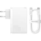 Мережевий зарядний пристрій Baseus GaN5 Pro Fast Charger 2C+U Type-C cable 140W White CCGP100202 - изображение 5