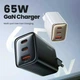 Сетевое зарядное устройство для Toocki GAN 65W три порта 2 USB- Type-C + 1 USB-A быстрая зарядка Power Delivery 3.0, Quick Charge 3.0/4.0 TCT65-22EU Black - изображение 3