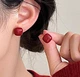 Жіночі сережки "Квадратики" 1.2 см jewelry Бордового кольору - зображення 3