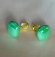 Жіночі сережки "Квадратики" 1.2 см jewelry Світло -зелені - зображення 5