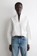 Блуза жіноча COS draped-collar cotton blouse 1303192001 Eur 34 Білий - изображение 1