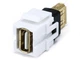 Вставка-кейстон із прохідним адаптером USB (гніздо-гніздо) Monoprice для мультимедійних настінних панелей колір білий MNKS-USB-2.0AAWH - зображення 1