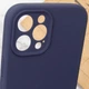 Силіконовий чохол Silicone Silk Full Camera Protective (AA) No Logo для iPhone 12 Pro (Айфон 12 про), матова накладка Soft Touch з повним захистом камери, корпусу, м'якою підкладкою з мікрофібри Midnight blue - изображение 6