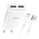 Зарядний пристрій HOCO C88A зарядка 12W 2.4A 2 Usb з кабелем Type-C White - зображення 1