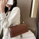 Женская классическая сумка 5611 рептилия через плечо клатч на короткой ручке багет темно коричневая - изображение 5