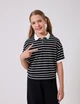 Футболка-поло (короткий рукав) для девочки SMIL 114833-1 Черная полоска р.134 - изображение 1
