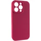 Силіконовий чохол Silicone Silk Full Camera Protective (AA) No Logo для iPhone 15 Pro Max (Айфон 15 про макс), матова накладка Soft Touch з повним захистом камери, корпусу, м'якою підкладкою з мікрофібри Rose Red - изображение 3