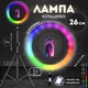 Набор кольцевая лампа для селфи RGB LED 26 см со штативом 2м и держателем для телефона, светодиодная лампа для блоггеров, макияжа, фото и видеосъемки с регулировкой яркости 10-100%, холодный/теплый/RGB свет Черная MJ26T - изображение 1