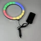 Набор кольцевая лампа для селфи RGB LED 26 см со штативом 2м и держателем для телефона, светодиодная лампа для блоггеров, макияжа, фото и видеосъемки с регулировкой яркости 10-100%, холодный/теплый/RGB свет Черная MJ26T - изображение 8