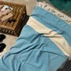 Пляжное полотенце голубой большое 100×180 см, турецкий пештемаль для пляжа, бассейна и хаммама - изображение 1