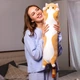 Мягкая детская игрушка Кот Батон 50 см Коричневый цвет Плюшевая игрушка подушка длинная - изображение 3