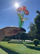 Витражная статуэтка "Букет тюльпанов" на деревянной подставке, ручная работа (техника Тиффани) - изображение 4
