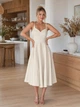 Ошатне молочне плаття нижче коліна FirstWoman XL кремовий 43406414 - зображення 4