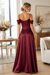 Бордовое атласное платье FirstWoman M бордовый 43406417 - изображение 4
