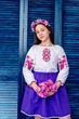 Вишитий костюм для дівчинки Живопис фіолетовий 104 - зображення 1