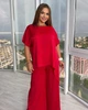 Шелковый женский костюм однотонный блуза с брюками ролекс шелк 50-52 красный - изображение 3