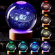 Хрустальный шар ночник с LED RGB подсветкой и пультом, 3D светильник Млечный путь на деревянной подставке - изображение 2